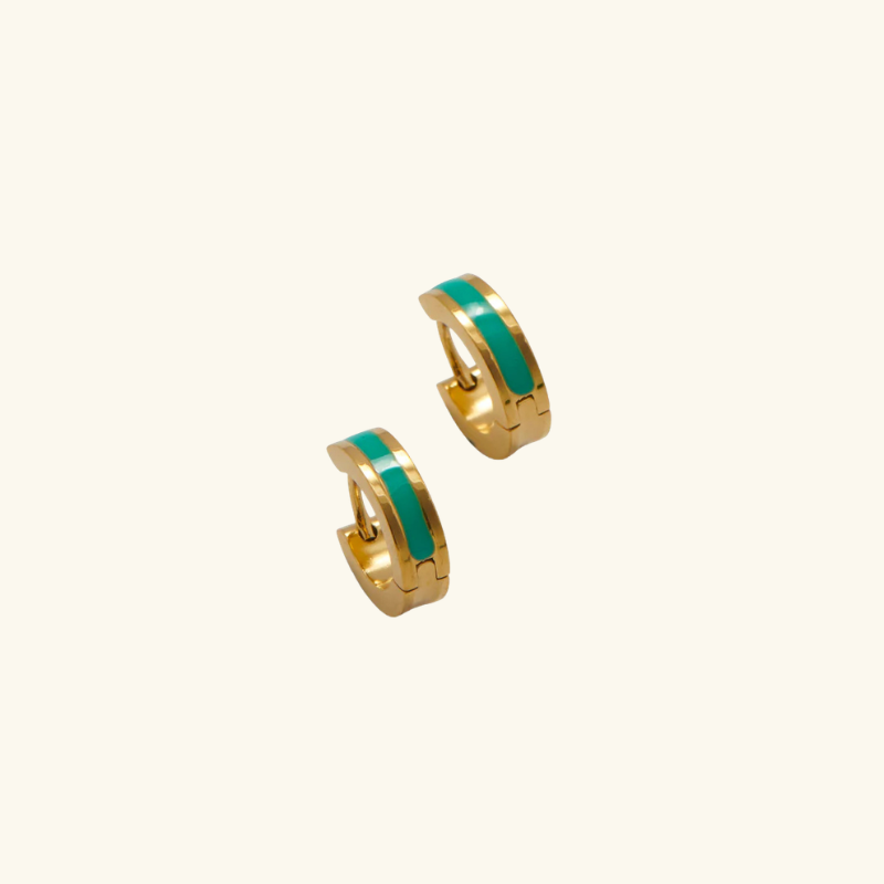 Boucles d’Oreilles Émaillées Rayées Femme – Acier Inoxydable