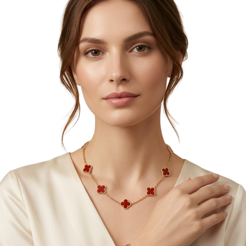 Collier Trèfle Femme – Acier Inoxydable Doré