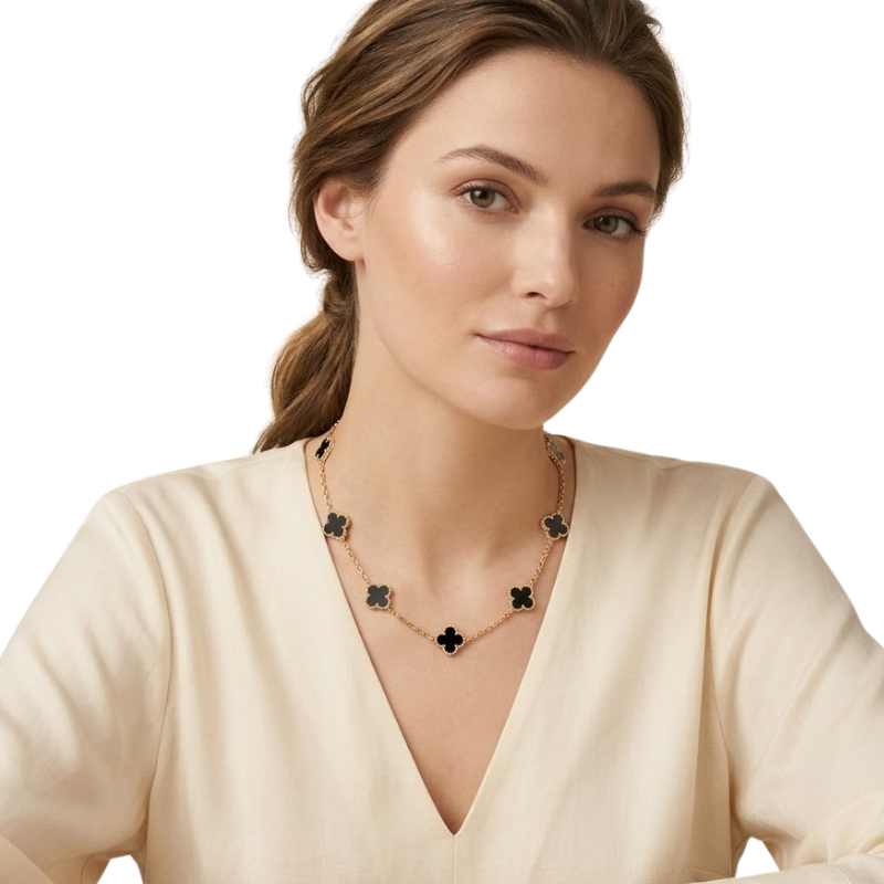 Collier Trèfle Femme – Acier Inoxydable Doré