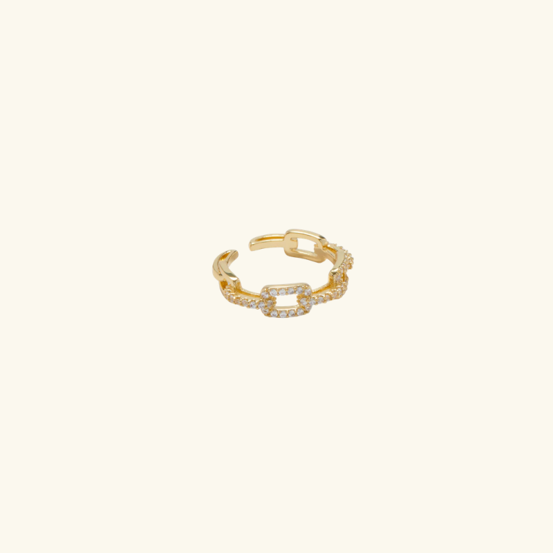 Bague Chaîne à Maillons Femme – Acier Inoxydable avec Détails Sertis Style Moderne