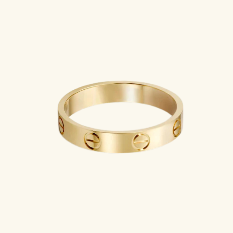 Bague Éternité Femme – Acier Inoxydable Doré avec Détails Sertis Style Classique