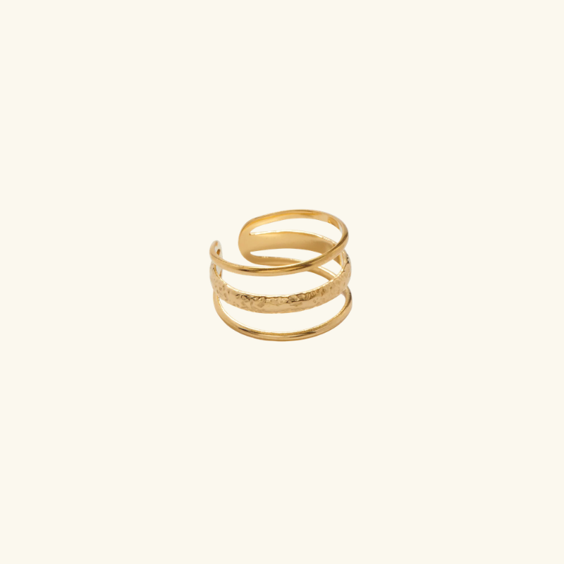 Bague Trois Anneaux Femme – Design Superposé en Acier Inoxydable Ajustable