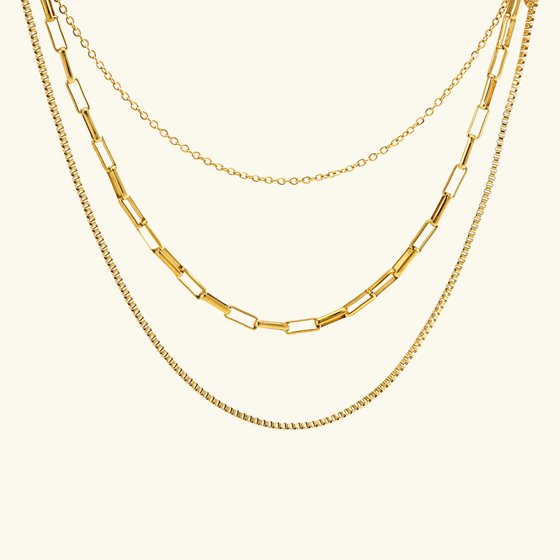 Collier Ras-du-Cou Multirangs Femme – Acier Inoxydable Doré
