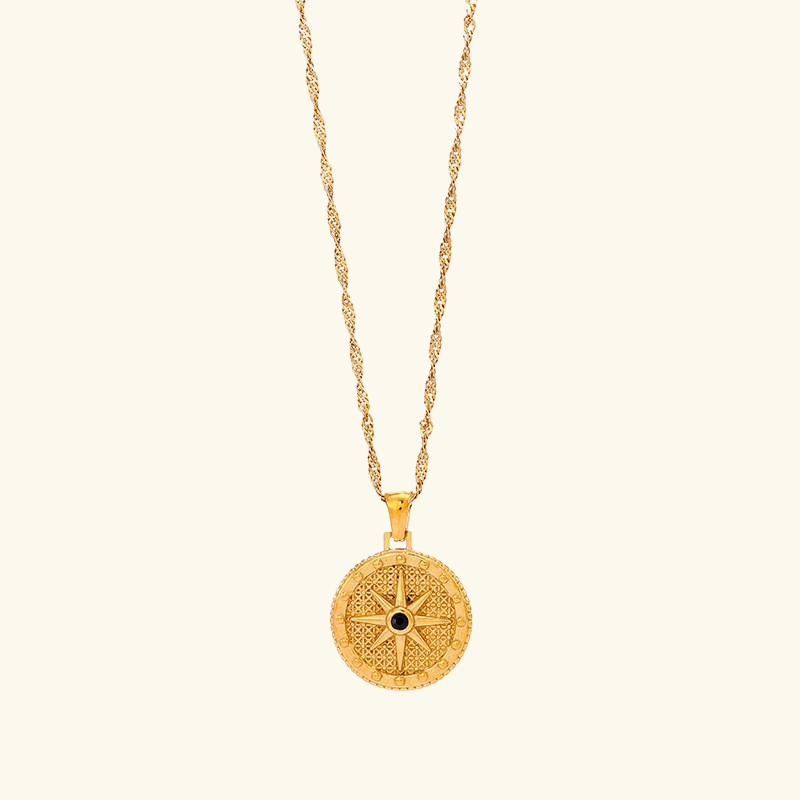 Collier Lune et Étoile Femme – Acier Inoxydable Doré