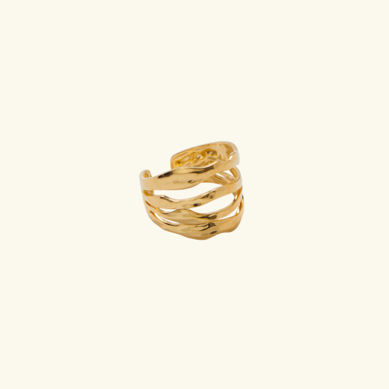 Bague Irrégulière Femme – Design Sculptural Multicouche en Acier Inoxydable Ajustable