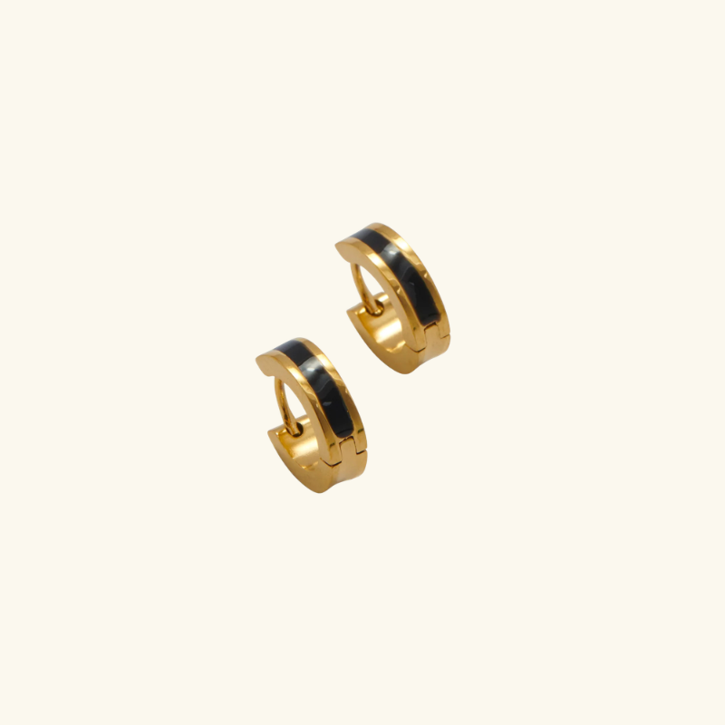 Boucles d’Oreilles Émaillées Rayées Femme – Acier Inoxydable
