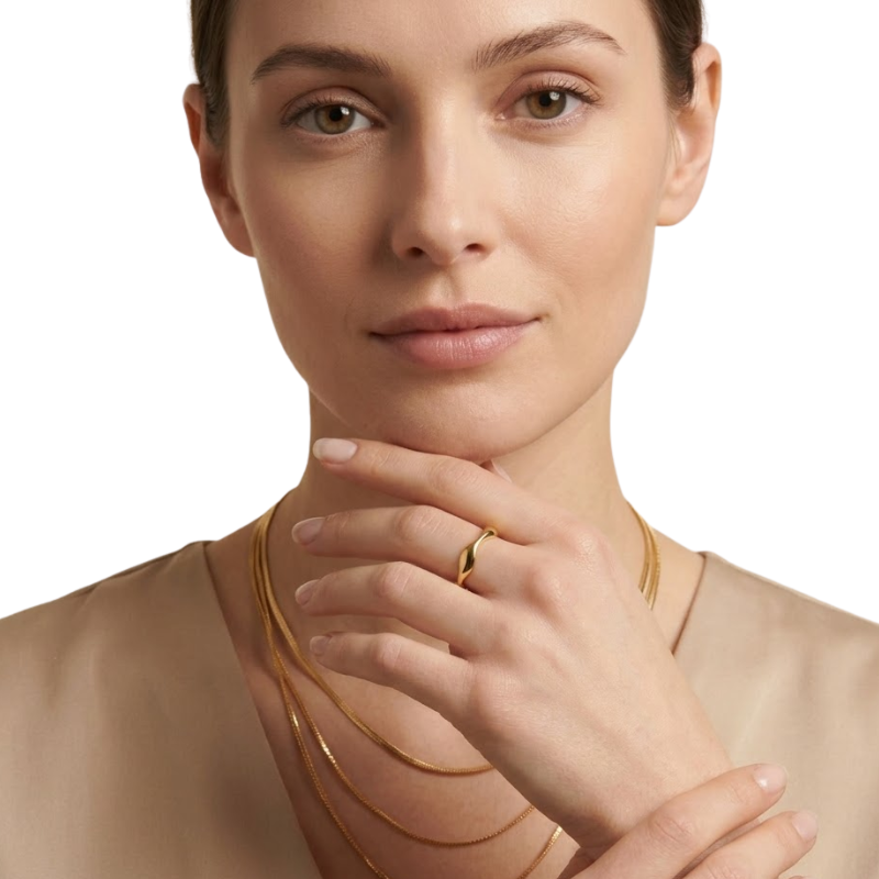 Bague Ondulée Femme – Design Fluide en Acier Inoxydable Ajustable