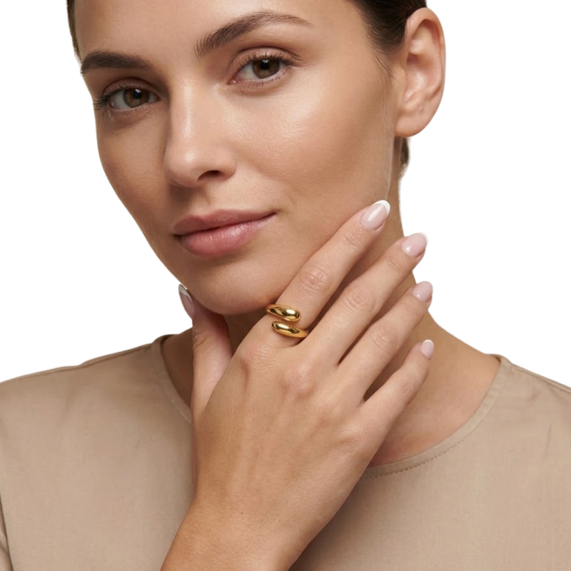 Bague Goutte d’Eau Femme – Design Minimaliste en Acier Inoxydable