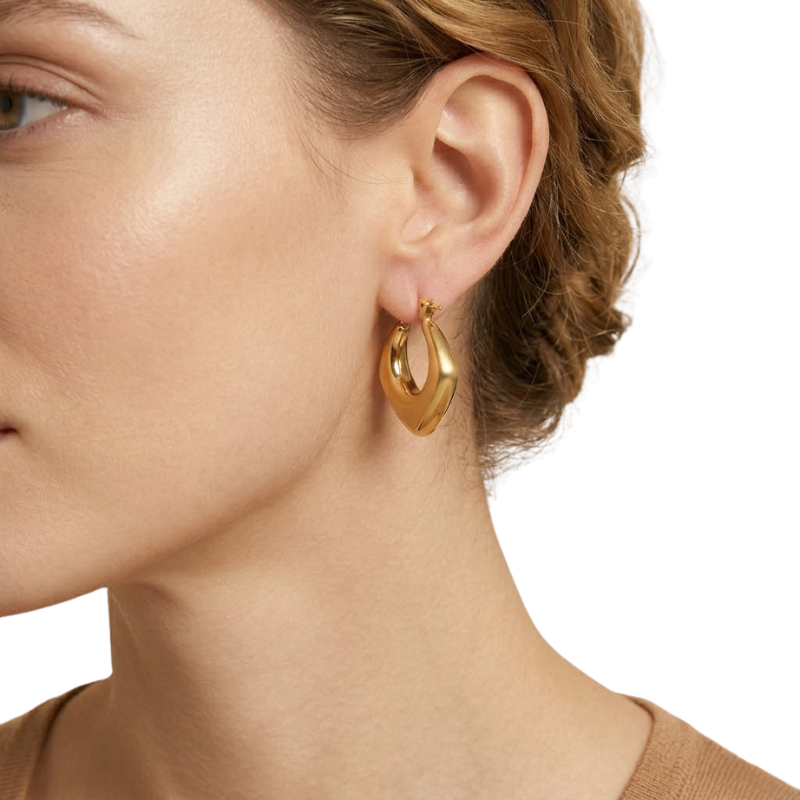 Boucles d’Oreilles Créoles Losange Femme – Acier Inoxydable