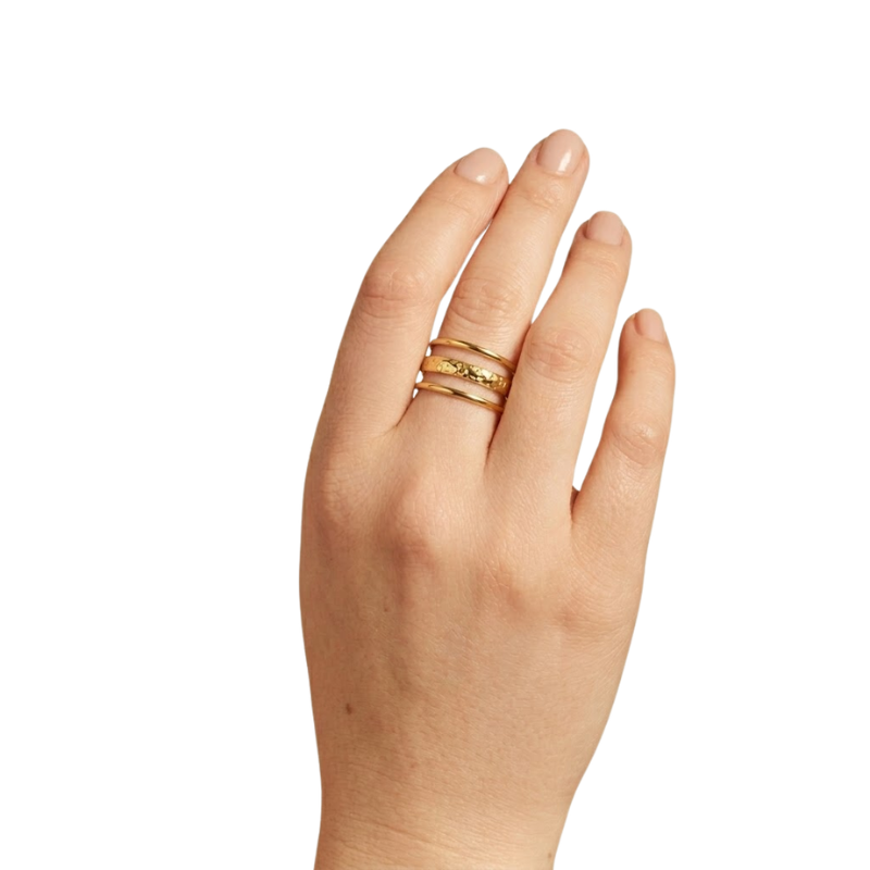 Bague Trois Anneaux Femme – Design Superposé en Acier Inoxydable Ajustable