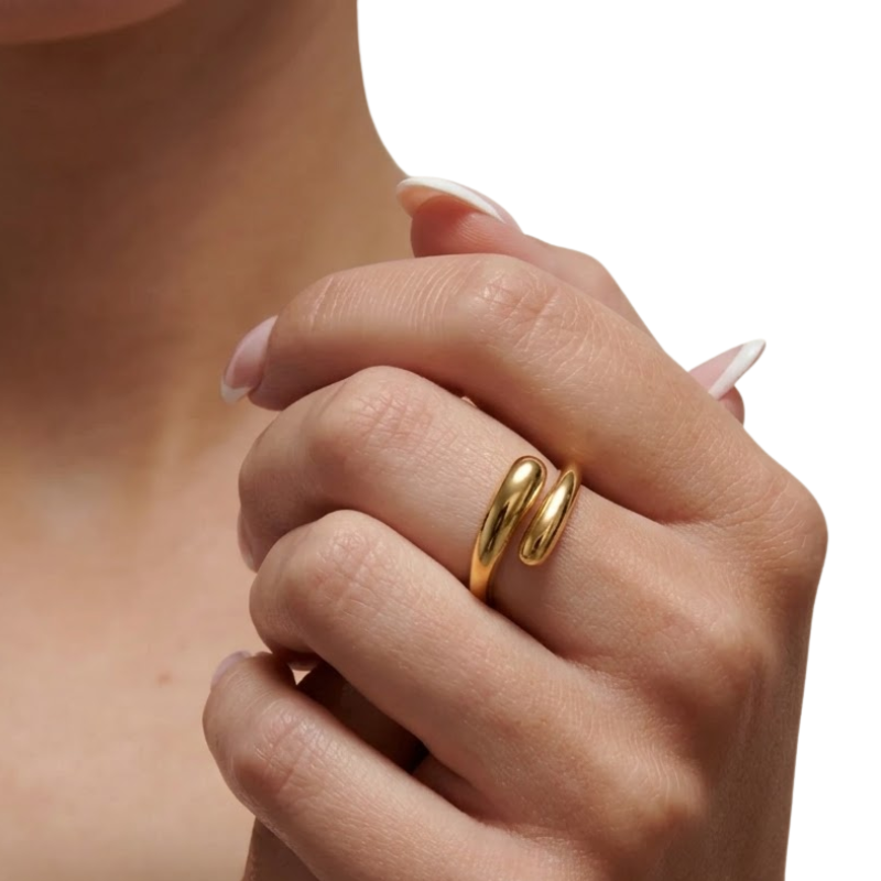 Bague Goutte d’Eau Femme – Design Minimaliste en Acier Inoxydable