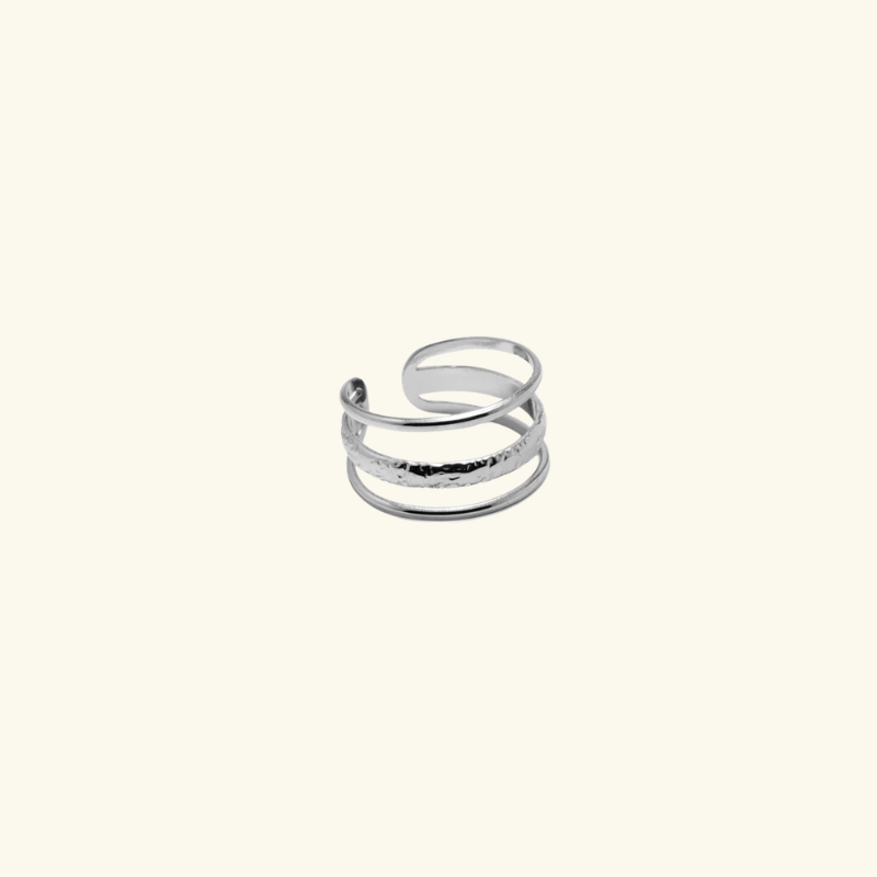 Bague Trois Anneaux Femme – Design Superposé en Acier Inoxydable Ajustable