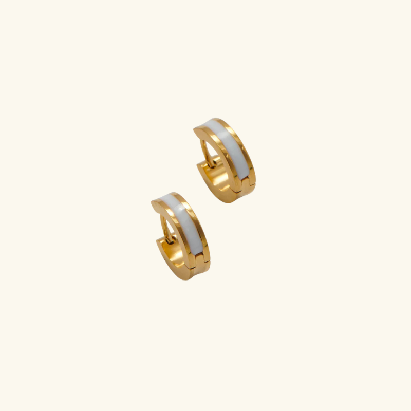 Boucles d’Oreilles Émaillées Rayées Femme – Acier Inoxydable