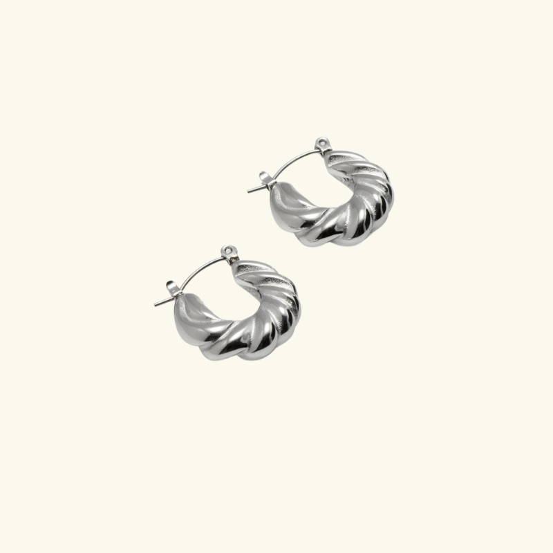 Boucles d’Oreilles Créoles Torsadées Femme – Acier Inoxydable