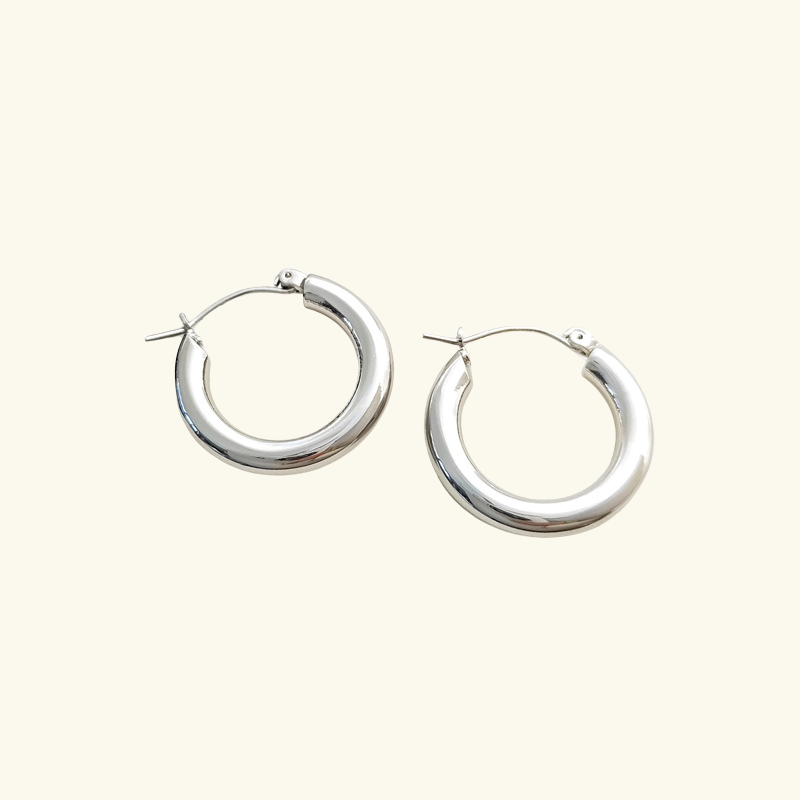 Boucles d’Oreilles Créoles Tubulaires Femme – Acier Inoxydable