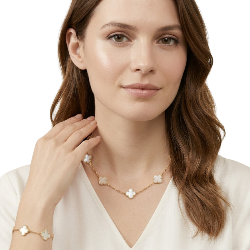 Collier Trèfle Femme – Acier Inoxydable Doré