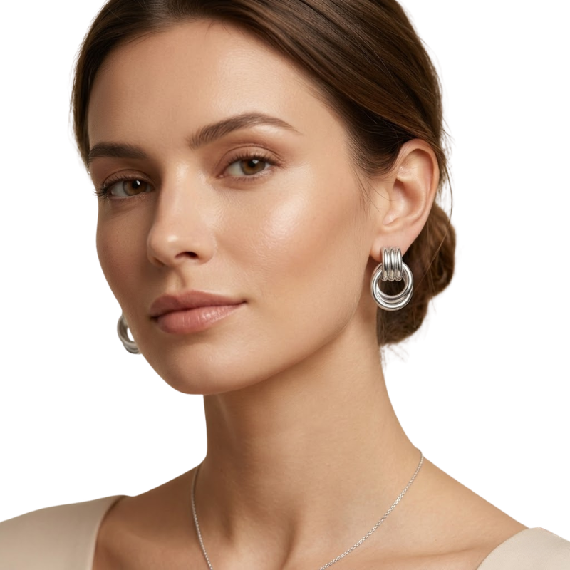 Boucles d’Oreilles Entrelacées Femme – Acier Inoxydable