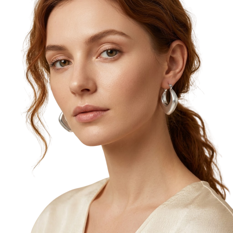 Boucles d’Oreilles Créoles Losange Femme – Acier Inoxydable