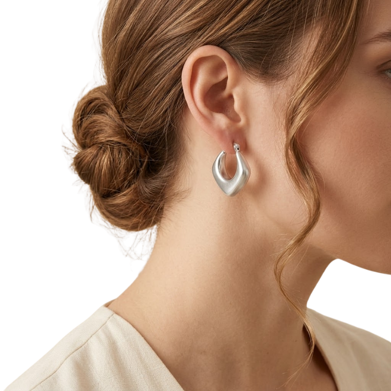 Boucles d’Oreilles Créoles Losange Femme – Acier Inoxydable