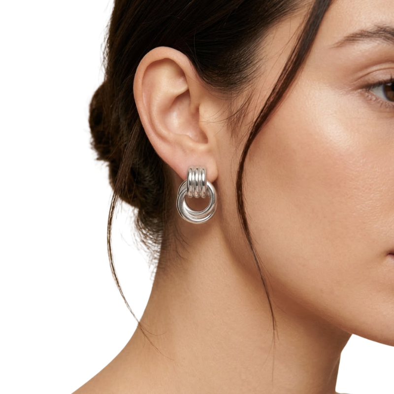 Boucles d’Oreilles Entrelacées Femme – Acier Inoxydable