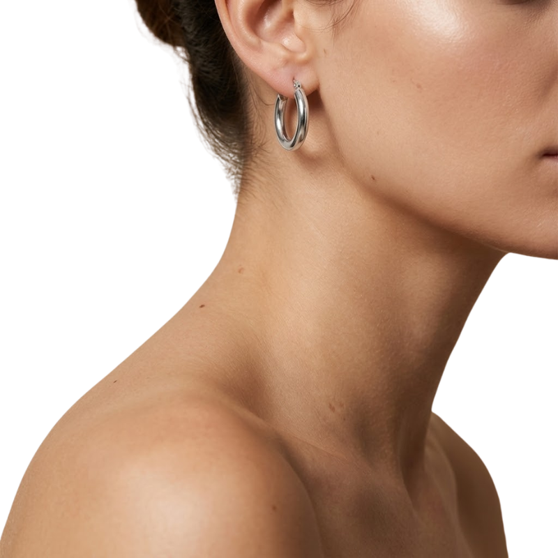 Boucles d’Oreilles Créoles Tubulaires Femme – Acier Inoxydable