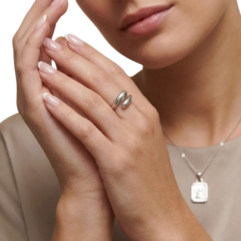 Bague Goutte d’Eau Femme – Design Minimaliste en Acier Inoxydable