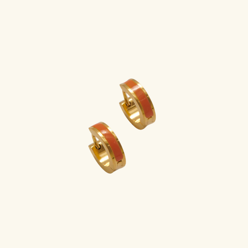 Boucles d’Oreilles Émaillées Rayées Femme – Acier Inoxydable