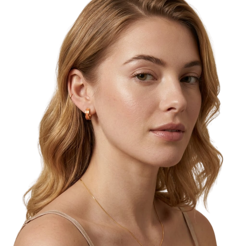 Boucles d’Oreilles Émaillées Rayées Femme – Acier Inoxydable