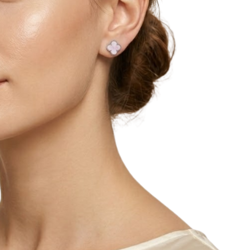 Boucles d’Oreilles Trèfle Bicolores Femme – Acier Inoxydable