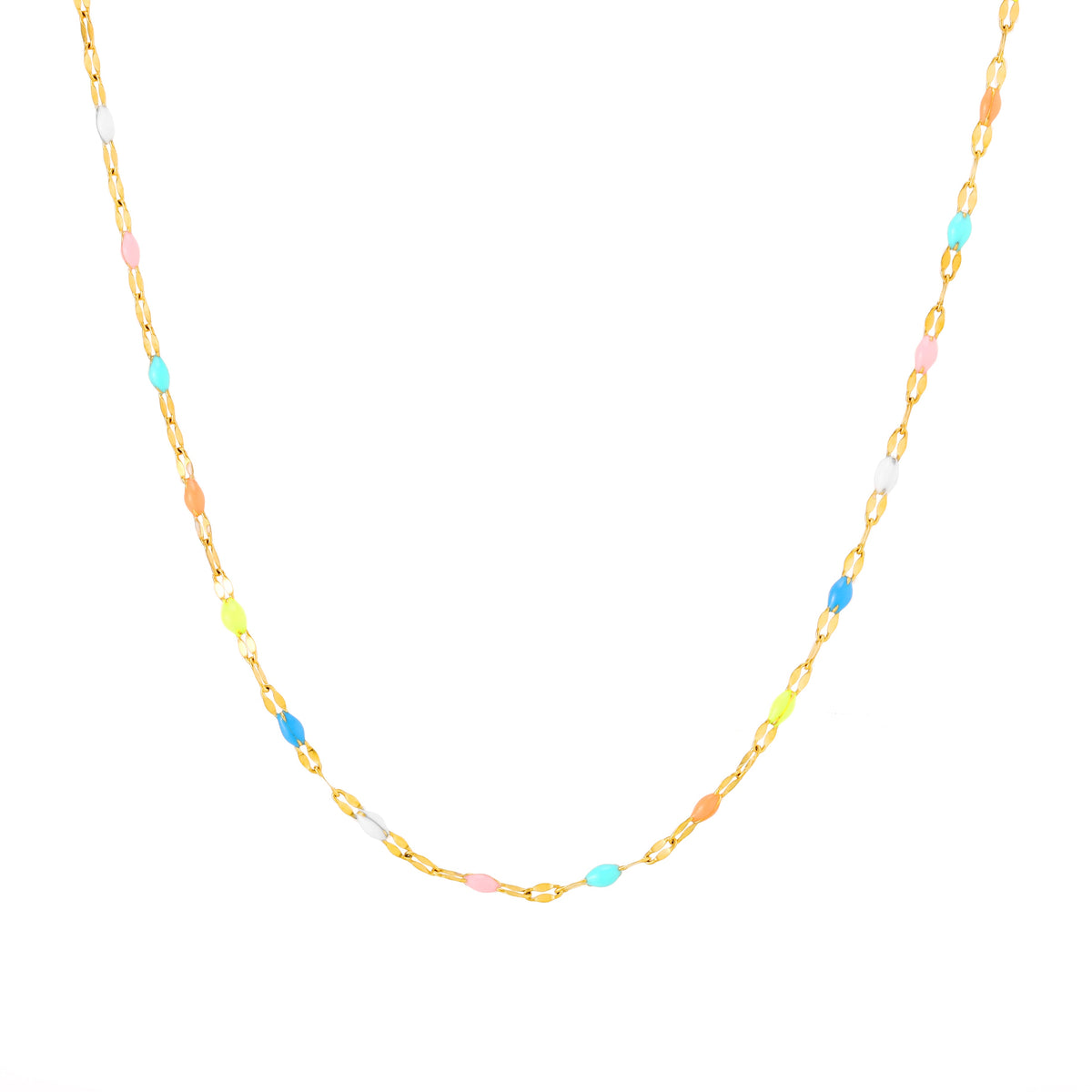 Collier Ras de Cou Émail Multicolore Femme Acier Inoxydable