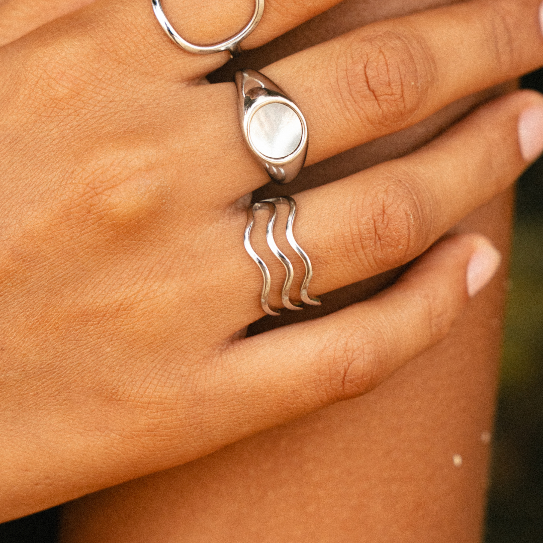 Bague Vague Femme Acier Inoxydable