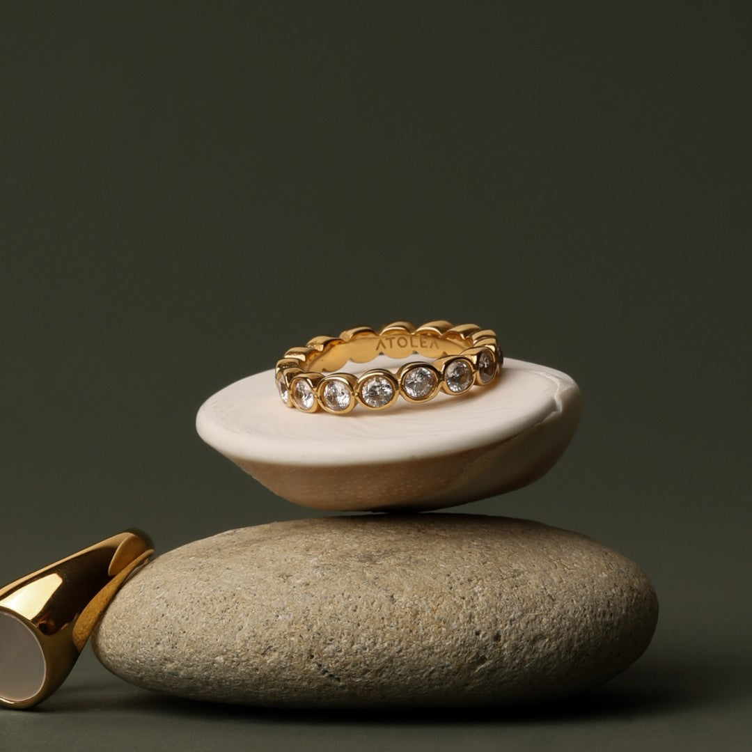 Bague Éternité Zircons Sertis Clos Femme Acier Inoxydable