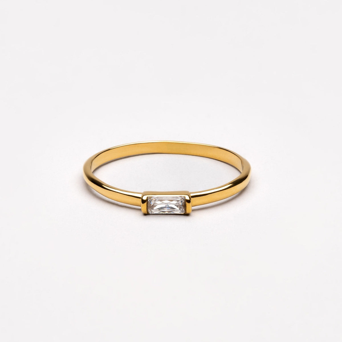 Bague Fine Zircon Baguette Femme Acier Inoxydable