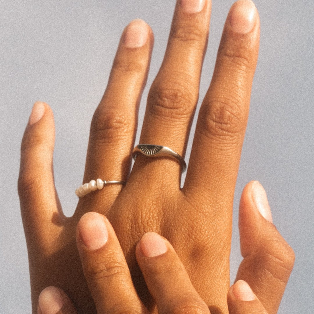 Bague Gravure Soleil Levant Femme Acier Inoxydable
