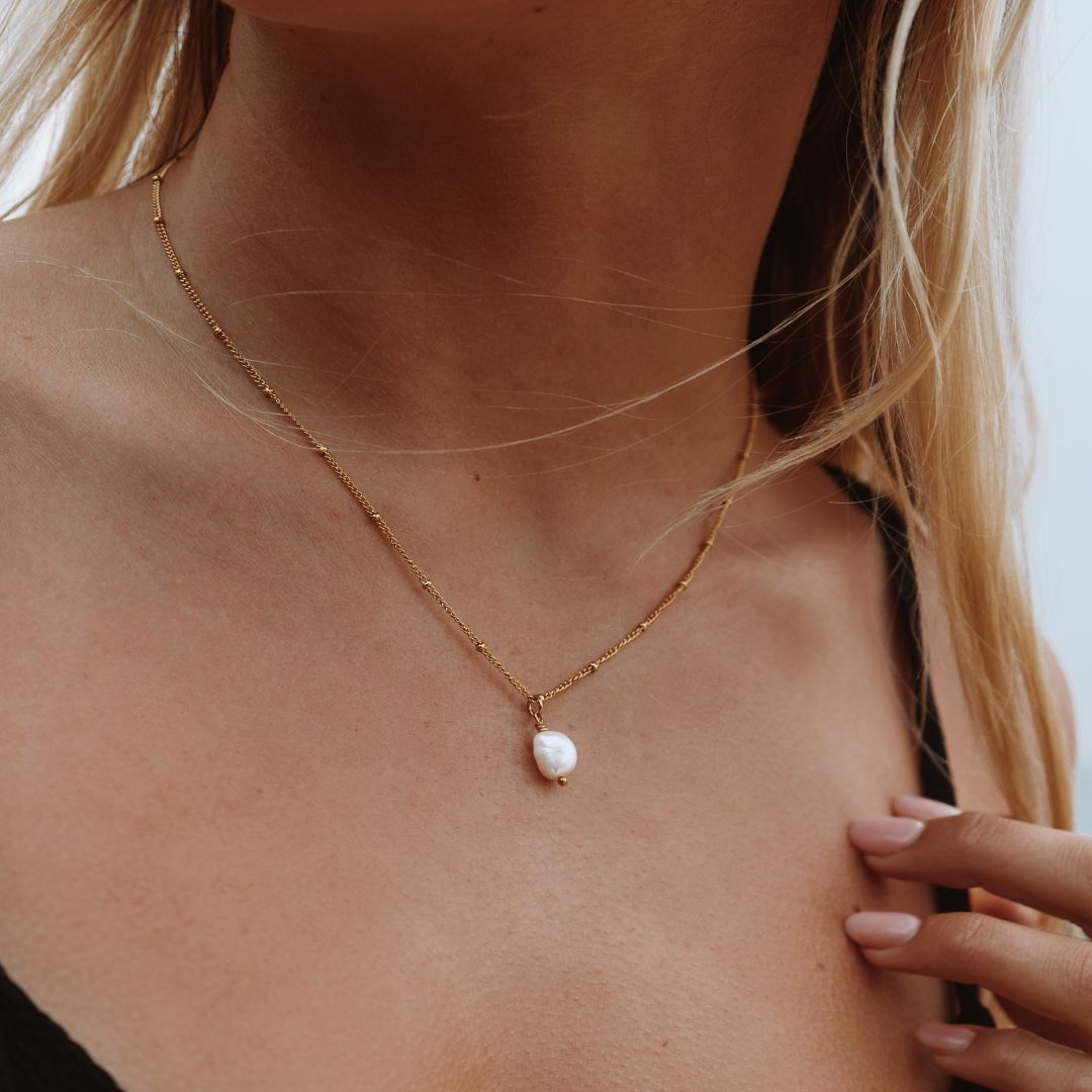 Collier Pendentif Perle Baroque Femme Acier Inoxydable