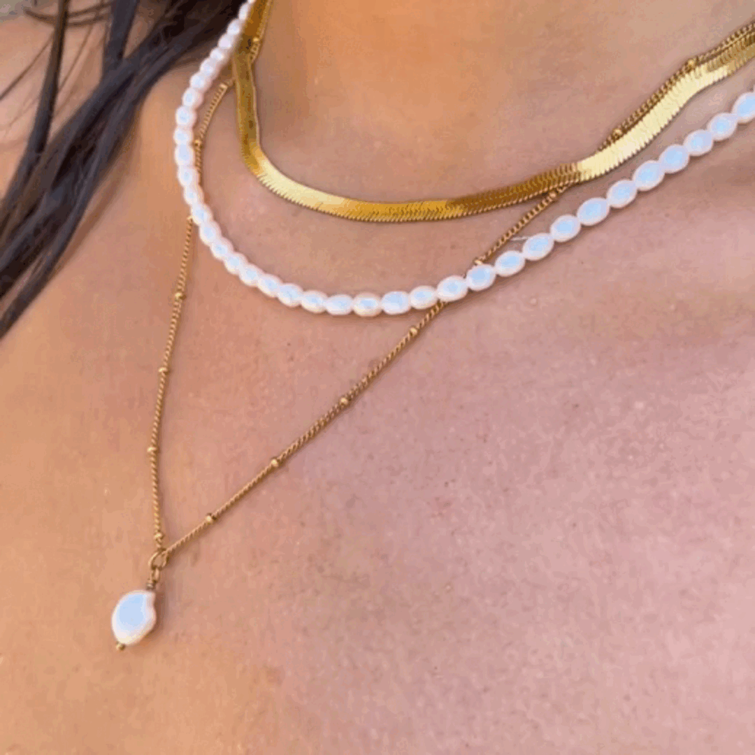 Collier Ras de Cou Maille Plate Femme Acier Inoxydable