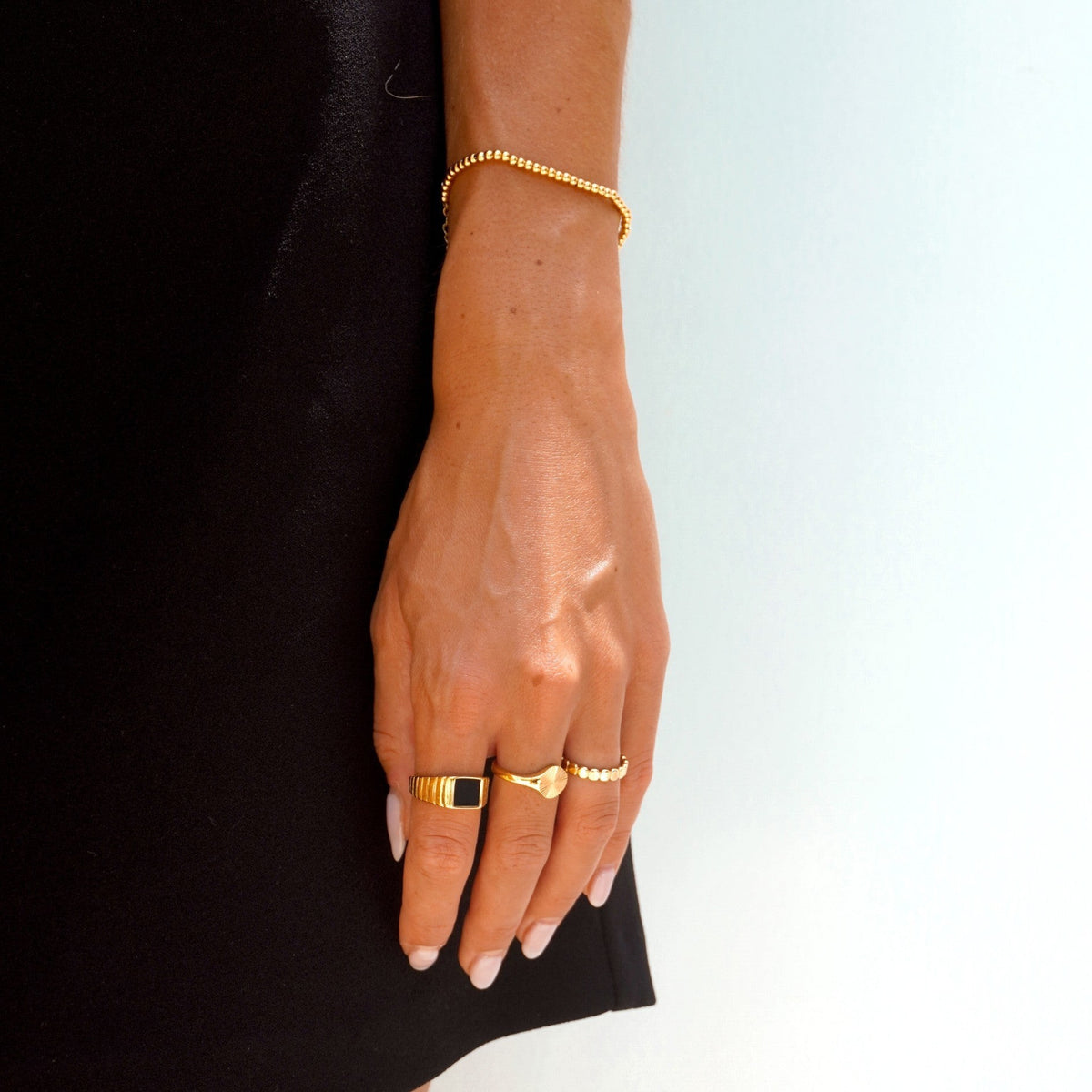 Bracelet Billes Dorées 3 mm Femme Acier Inoxydable