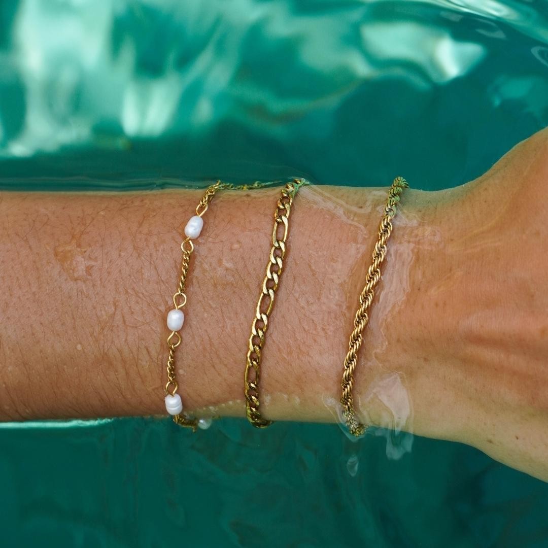 Bracelet Chaîne Perles d'Eau Douce Femme Acier Inoxydable