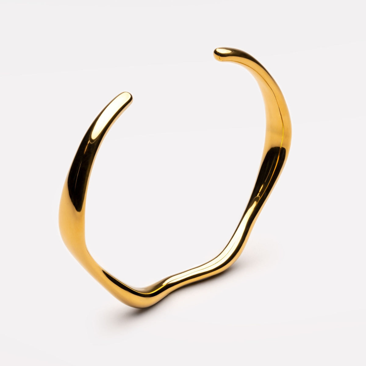 Bracelet Jonc Ouvert Ondulé Femme Acier Inoxydable