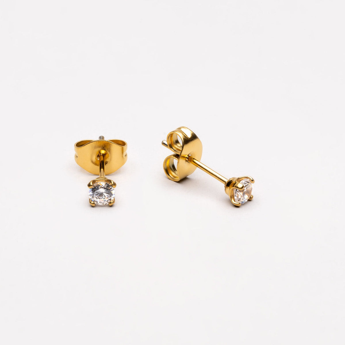 Clous d'Oreilles Zircon Serti Griffes Femme Acier Inoxydable