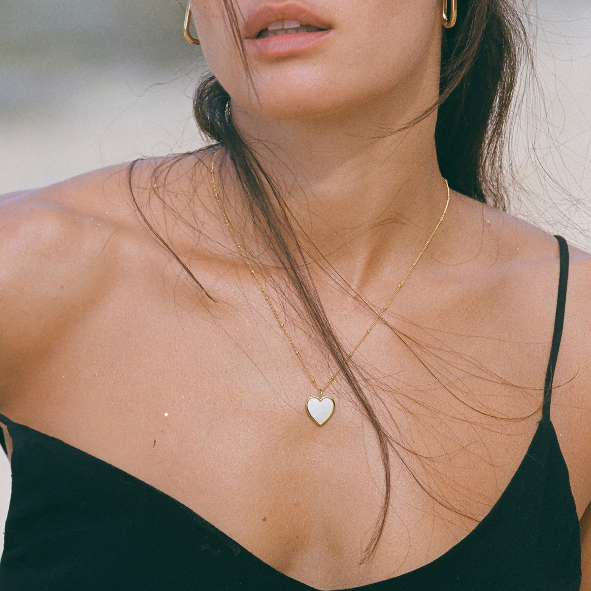 Collier Cœur Nacre Blanche Femme Acier Inoxydable