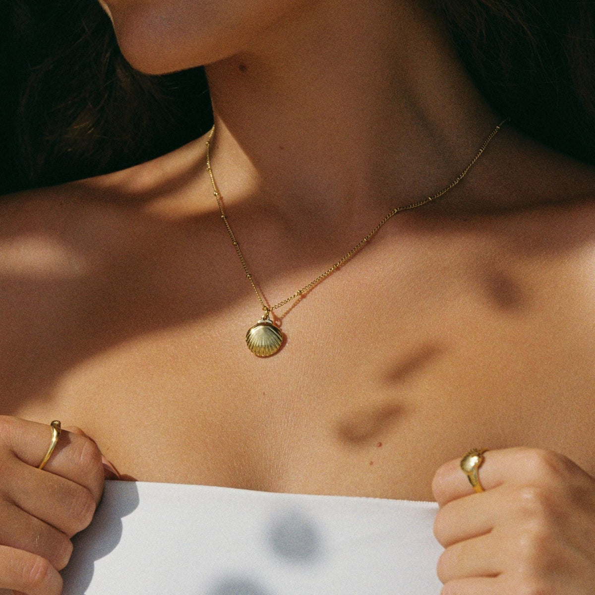 Collier Coquillage Perle d'Eau Douce Femme Acier Inoxydable