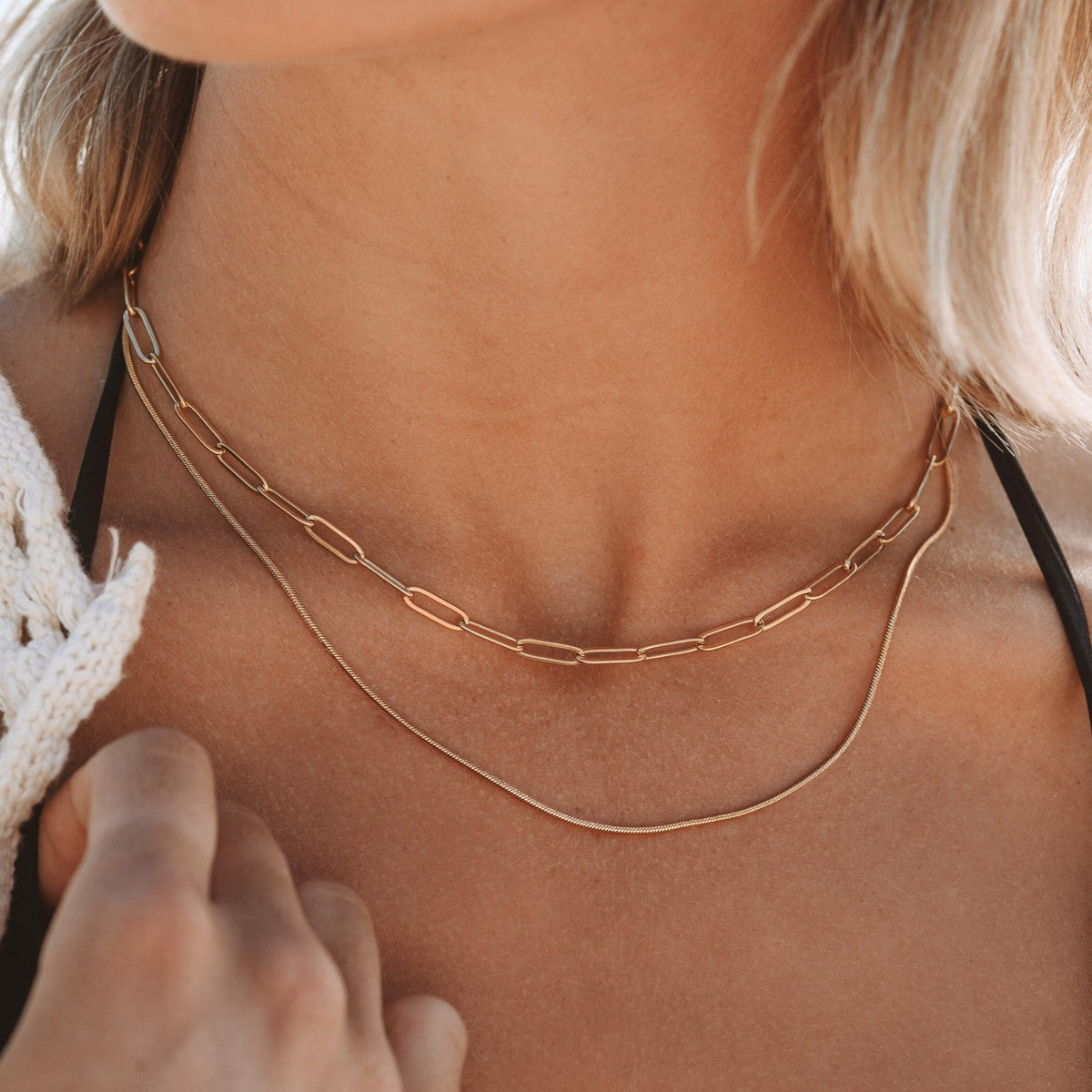 Collier Double Rang Trombone Serpent Femme Acier Inoxydable