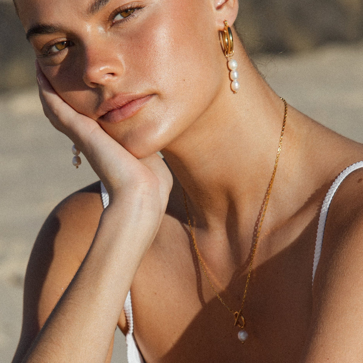 Collier Fermoir Toggle Perle d'Eau Douce Femme Acier Inoxydable