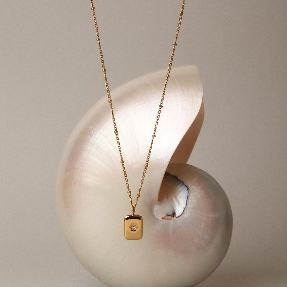 Collier Pendentif Rectangle Étoile Zircon Femme Acier Inoxydable