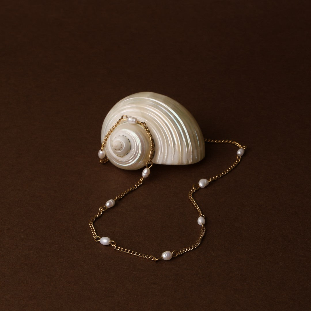 Collier Ras de Cou Chaîne Fine Perles Femme Acier Inoxydable