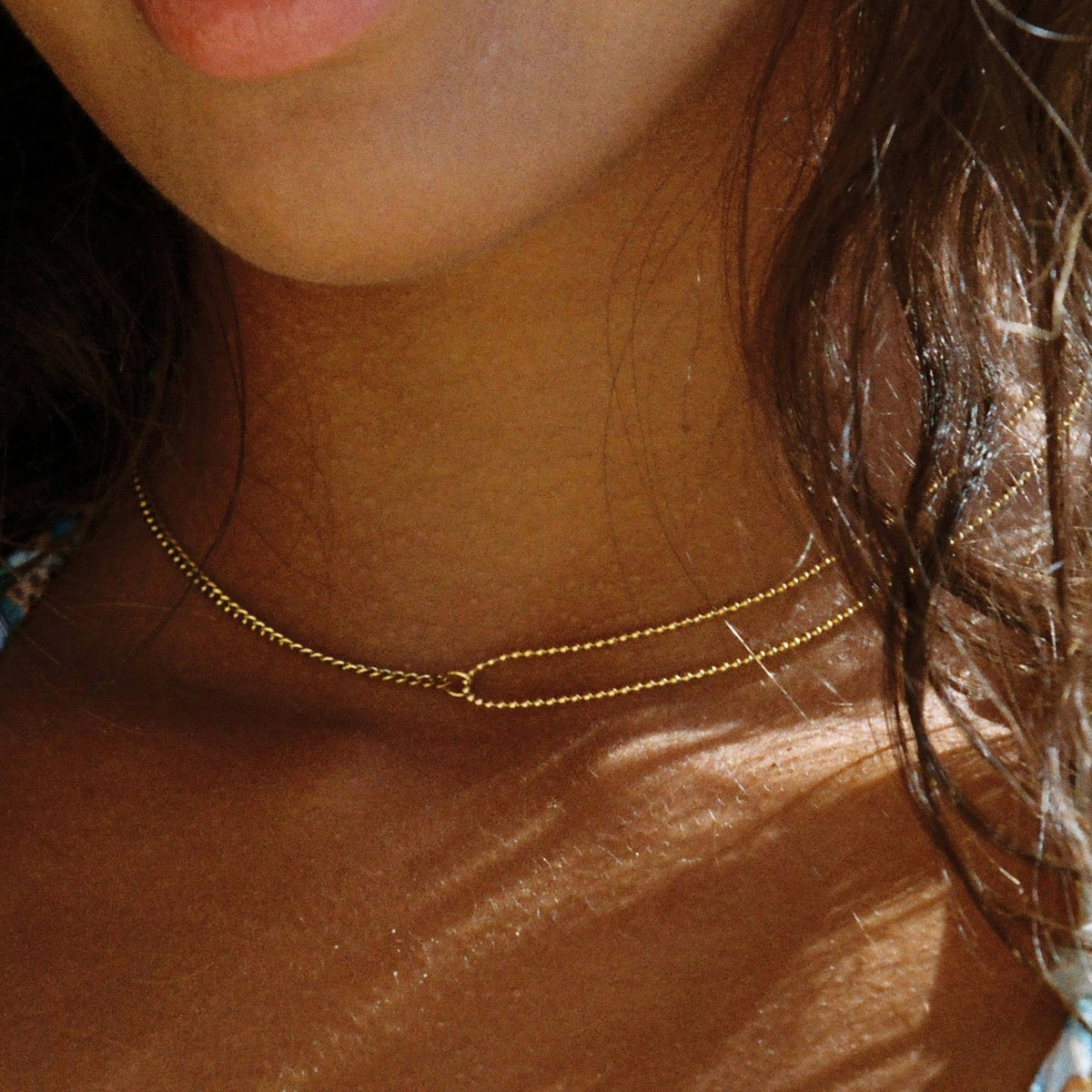 Collier Ras de Cou Double Chaîne Femme Acier Inoxydable