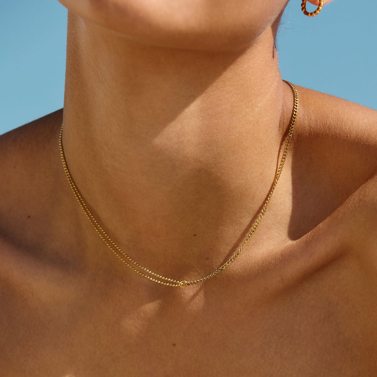 Collier Ras de Cou Double Chaîne Femme Acier Inoxydable