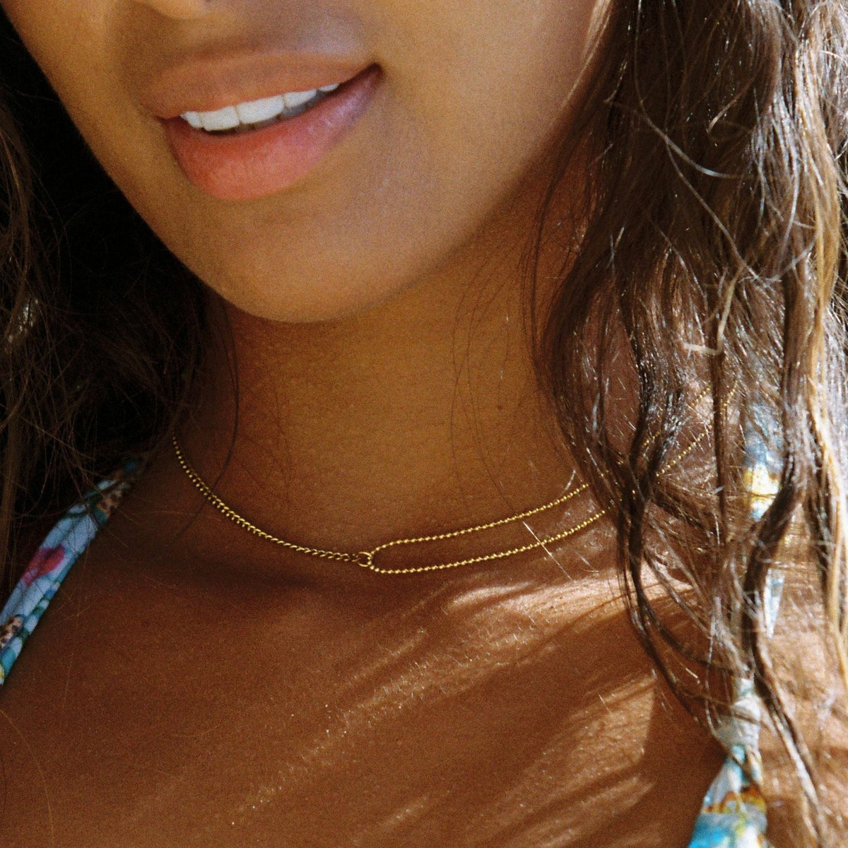 Collier Ras de Cou Double Chaîne Femme Acier Inoxydable