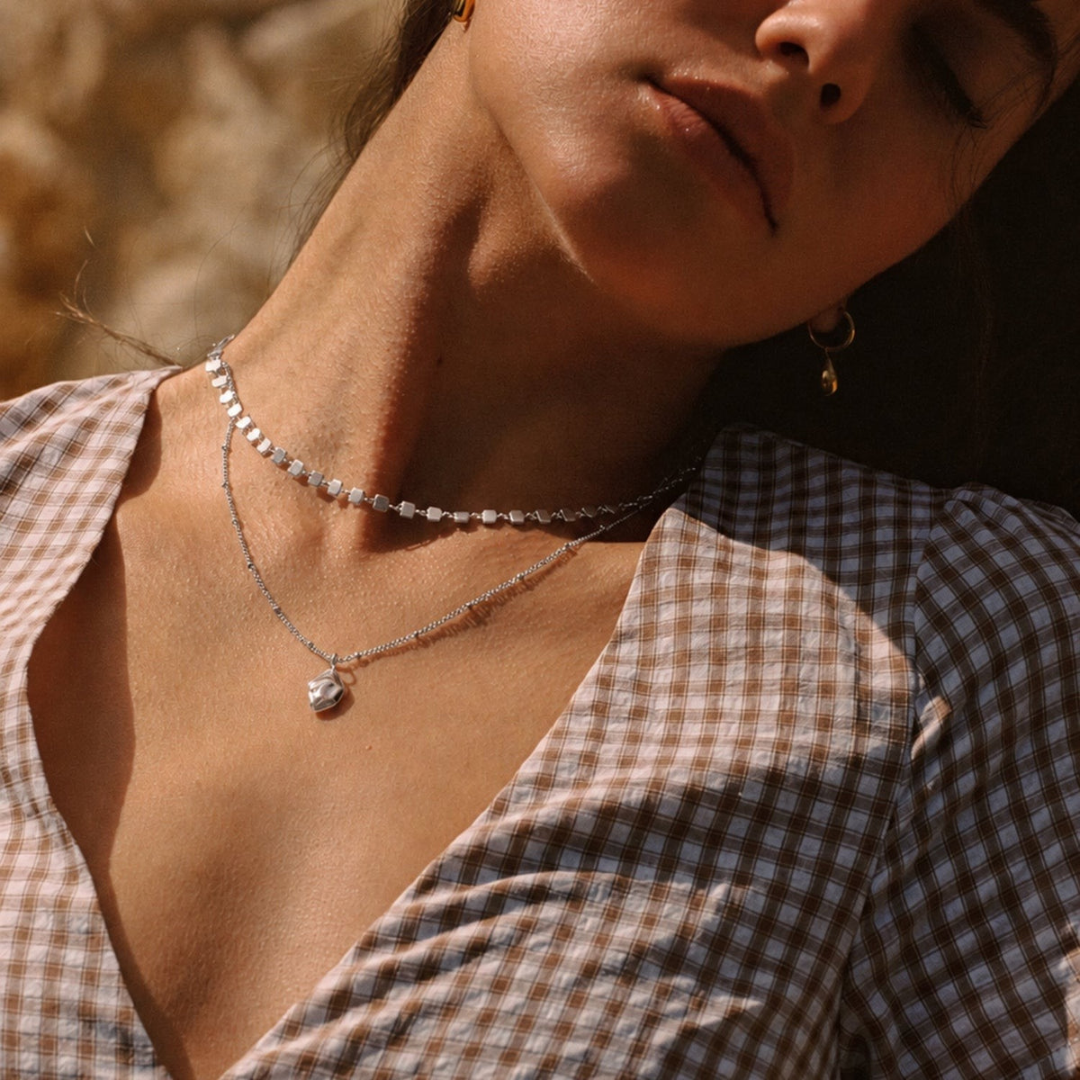 Collier Ras de Cou Maillons Pastilles Femme Acier Inoxydable
